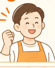 喜ぶ店主のイラスト